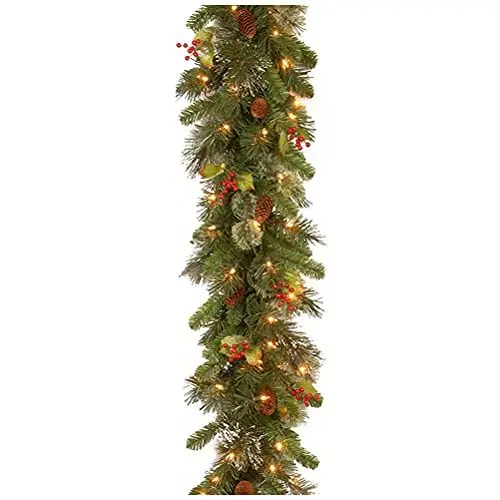 Produktbild: 2,7 M Weihnachts-Rattan-Girlande mit 50 LED-Lichtern, Künstliche Weihnachtsgirlande, Dekorationen für Weihnachtsbaum, Kamine, Treppen, Türen, Garten, Hof (gree)