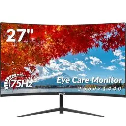 Produktbild: 27 Zoll Curved Monitor mit 2K 2560 x 1440|75 Hz Computermonitor 27 Zoll QHD mit HDMI,DP und Wandmontage| 1440P Eye Care PC-Büromonitor zum Arbeiten und Spielen