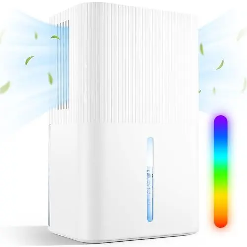 Produktbild: 2700ML luftentfeuchter elektrisch，Entfeuchter Elektrisch, tragbarer Luftentfeuchter, extrem leise, 7 Farblichter, automatische Abschaltung, Ideal für Kleine Räume wie Bad/Küche/Büro/RV