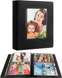 Produktbild: 272 Taschen Fotoalbum 13x18 Hält 272 Fotos, Extra große Kapazität Lederbezug 13x18 Fotoalbum mit Frontfenster für Familie Hochzeit Baby Bilder, 13x18 Fotobuch mit schwarzen Innenseiten (Schwarz)