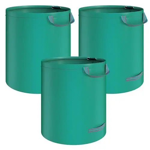 Produktbild: HAYATEC Gartensack 3x Laubsack Gartenabfallsack stabil mit 4 Griffen selbststehend UV-Beständig 272 liter groß Wasserdicht robust aus Polypropylen-Gewebe (PP) 150g/m² 390g