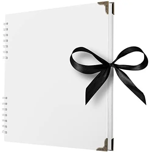 Produktbild: 28 x 28 cm Sammelalbum mit 80 Weiss Seiten Scrapbook-Album aus dickem Kraftpapier, lösungsmittelfreies Fotoalbum, Spiralalbum, gestalten Sie Ihr eigenes Fotobuch für Kunst- und Bastelprojekte