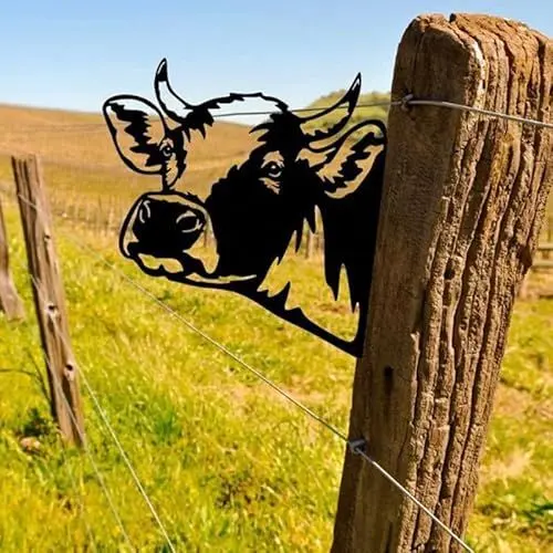 Produktbild: 280 x 290mm Bauernhof Rostdekoration Schwarz Rostige Silhouette Metall Kuh Dekorativer Rost Tierische Rostdekoration Tierdekoration Aus Metall Deko Garten Rostoptik Rostige Deko für Garten (Kuh)