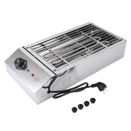 Produktbild: 2800-W-Edelstahl-Elektrogrill mit Rauchfreiem Design für Präzise Temperaturregelung, Abnehmbarer Grill für den Innen- und Außenbereich