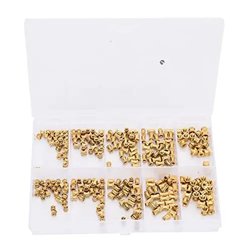 Produktbild: 280Pcs M2 M2.5 M3 Metrisches Innengewinde Gerändelt Messing Gewindeeinsatz Sortiment Kit Für Möbel Elektrik,Nuss
