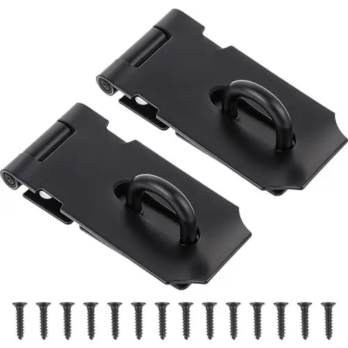 Produktbild: 2er Pack 3 Zoll Vorhängeschloss Hasp, Sicherheitsüberfalle Für Vorhängeschloss, Edelstahl Vorhängeschloss Haspe, Hardware Schließriegel Für Schränke, Tore(Schwarz)