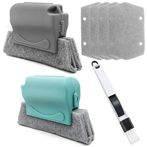 Produktbild: 2er Pack Creative Gap Groove Reinigungsbürste mit 4-teiligem Ersatzreinigungstuch und 1 multifunktionalen Reinigungsbürsten für Kehrschaufeln Schienenecken-Spaltreinigungswerkzeuge für Küchentür