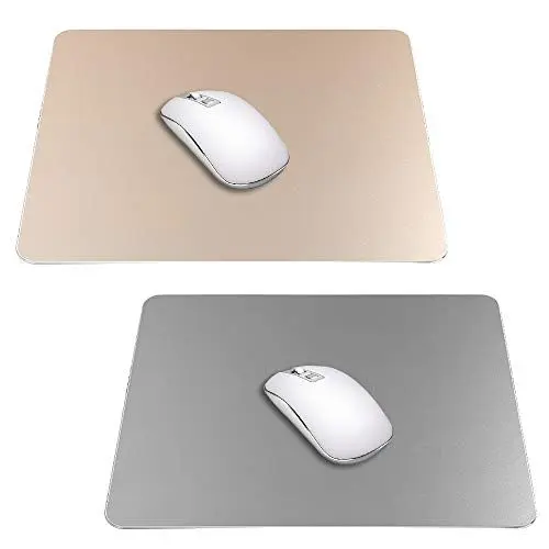 Produktbild: 2er Pack Gaming Aluminium Mauspad (Gold & Grau) Kompatibel mit Magic Mouse, SourceTon Smooth Magic Ultradünne Doppelseiten-Mausmatte für schnelle und genaue Kontrolle (9 Zoll x 7,1 Zoll)