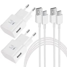 Produktbild: 2er Pack Ladeadapter mit Schnellladefunktion (USB Typ-C) Schnellladegerät mit Original Ladekabel 1,5m Für Samsung Galaxy S10/S9/S8/S10e/S10+/S8+/S9+/Note 8 9 10/S22/S21/S21+/S21 Ultra/S20/Z Flip3