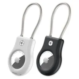 Produktbild: 2er Pack SCALLOP Airtag-Schlüsselanhänger, Airtag-anhänger mit Drahtkabel Stabiler Schutz,Airtag Hülle Kompatibel mit Apple Airtag für Schlüsselanhänger, Schlüssel, Gepäck