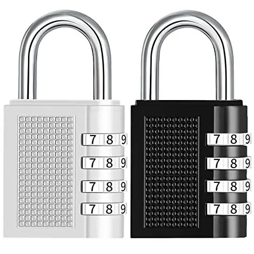 Produktbild: 2er Schloss mit Zahlencode Vorhängeschloss Wetterfest Zahlenschloss 4 Stellig, Kellerschloss Zahlenschlösser Padlock Koffer Schloss Vorhängeschlösser für Spind Fitnessstudio Gepäckschlösser Schlösser