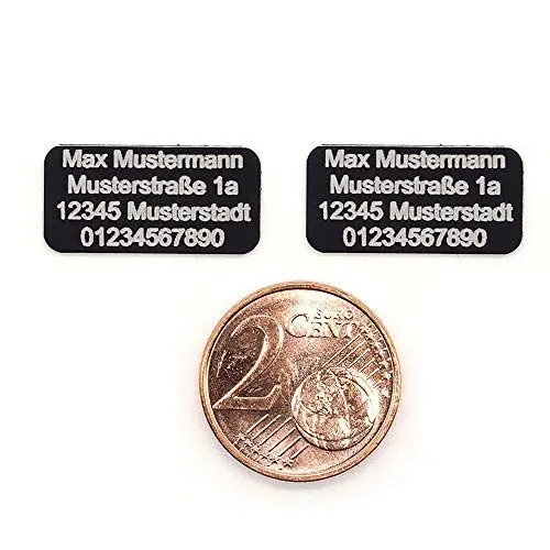 Produktbild: 2er Set Drohnen Plakette 20x10 mm klein - micro - in schwarz - selbstklebend | Kennzeichen, Kennzeichnung, Schild, Etikett, Adressschilder