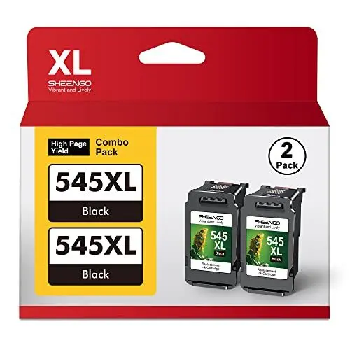 Produktbild: 2er Set PG 545 XL Schwarz Ersatz für Canon Druckerpatronen 545 546 Multipack Black für MX495 Patronen Pixma TS3150 TR4550 MG3050 TR4551 MG2950 MX490 MG2555s TS3350 MG2550s (2 Schwarz)