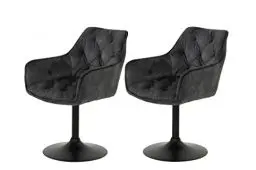 Produktbild: Hela Tische, 2er Set Sessel, Küchenstuhl, Drehstuhl Birte, Sitzschale Microfaser Samtvelour Anthrazit, Armlehne, Metallfuß 360° drehbar