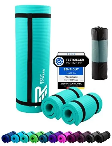 Produktbild: 2er Set Yoga & Fitness Pad Comfort-Mini 25 x 61 x 1.5 cm PainProtect SmartCell NBR Yogamatte Klein Rutschfest Schutz Schoner REFIT FITNESS Matte Sport Gymnastik Knie Fitnessmatte Türkis