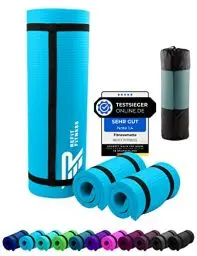Produktbild: NBR Fitnessmatte Yogamatte 190 x 60 x 1.0 cm Hellblau Himmelblau Lightblue Home Training Outdoor Workout Matte Fitness Yoga Gymnastik Sport Gymnastikmatte Trainingsmatte rutschfest extradick Tragegurt