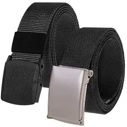Produktbild: 2er Unisex Gürtel Nylon Canvas Belt für Damen und Herren, Stufenlos Verstellbarer Stoffgürtel, Länge 130 cm, Breite ca. 3,8 cm, mit Kunststoff Schnalle MEHRWEG