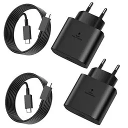 Produktbild: 2er-Pack 25W USB C Ladegerät für Samsung,Super Fast Charger mit 2M Ladekabel,Typ C Handy Netzteil Adapter für Samsung Galaxy S24/S23/S22/S21 Ultra/S21+/S20/Note20/S10/S9, iPhone 15 Pro/iPad Pro