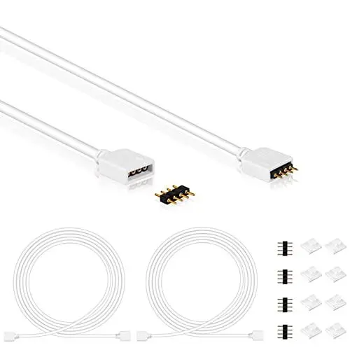 Produktbild: 2er-Pack 5M Verlängerung Anschluss Kabel für RGB LED Strip Led Streifen 4 pin, geeignet für LED RGB Leiste Streifen