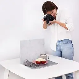 Produktbild: 2er-Pack Fotohintergrund Klein | 30x40 cm | Photo Background | Foto Untergrund & Hintergrund für Produktfotografie, Lebensmittelfotografie, Fotostudio | Marmor & Zement | Flatlay Hintergrund