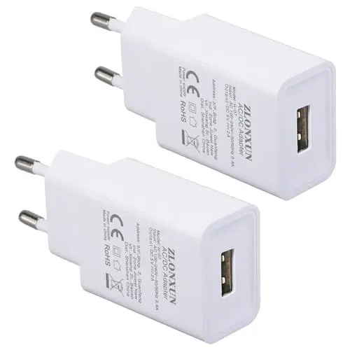Produktbild: 2er Pack USB Ladegerät 5V 2A USB Netzteil Stecker Netzstecker Steckdosenadapter Ladestecker Kompatibel mit iPhone,BlackView,Kopfhörer,Tischleuchte,E-Book Reader,Tablet Kinder (2er-Pack)