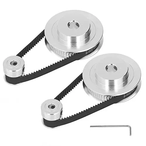 Produktbild: 2er-Pack Synchronrad – 20T 60T Elastischer Geschlossener Zahnriemen, Steuerriemenscheibe aus Aluminiumlegierung, 200mm Länge, 6mm Breite(20 t 5 mm (0,2 Zoll) Plus 60 t 8 mm (0,31 Zoll))