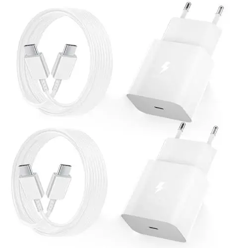 Produktbild: 2er-Pack USB C Ladegerät mit Original Ladekabel Schnellladegerät USB-C Schnellladekabel, Typ C Handy Netzteil für Samsung Galaxy S21 S20fe S10e S10 S9 S8 A56 A54 A53 5g A36 A35 A34 A16 A15 A14 A06