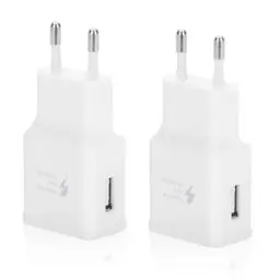 Produktbild: 2er-Pack USB Ladegerät Stecker für Samsung Galaxy S21 S20 S10 S9 S8 S7 S6 Edge/Plus/Active A03 A15 A12 A13 A14 A20e A51 Note 8 Z Flip 3/Z Fold 3, iPhone, Schnellladegerät Handy Netzteil Adapter