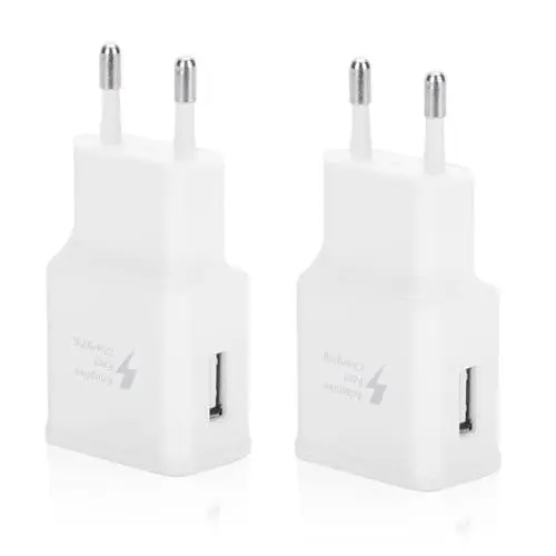 Produktbild: 2er-Pack USB Ladegerät Stecker für Samsung Galaxy S21 S20 S10 S9 S8 S7 S6 Edge/Plus/Active A03 A15 A12 A13 A14 A20e A51 Note 8 Z Flip 3/Z Fold 3, iPhone, Schnellladegerät Handy Netzteil Adapter