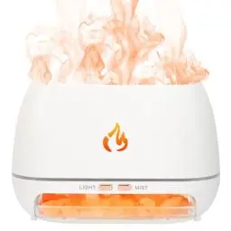 Produktbild: 2-in-1 Aroma Diffuser, Diffuser Ätherische Öle Flamme, 200ML Luftbefeuchter Duftlampe Elektrisch, Duftöl Diffuser Automatische Abschaltung, Defuser Luft Aroma Öle mit Himalaya Salt, 7 Farben LED