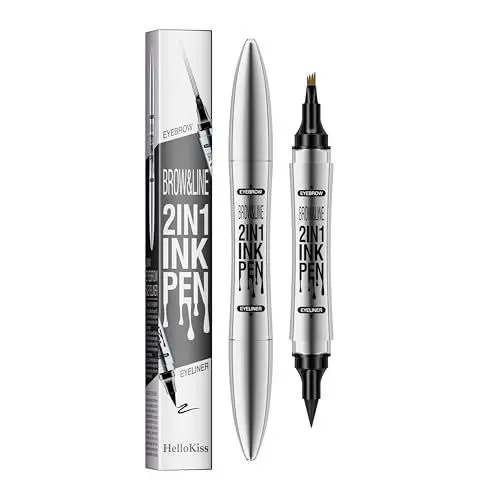Produktbild: Microblading Augenbrauenstift – 2-in-1 Dual-Ended Stift mit 4 Micro Gabelspitzen, Magischer Augenbrauenstift Wischfester Eyebrow Pencil für Präzise und Natürliche Augenbrauen (Dunkelbraun)