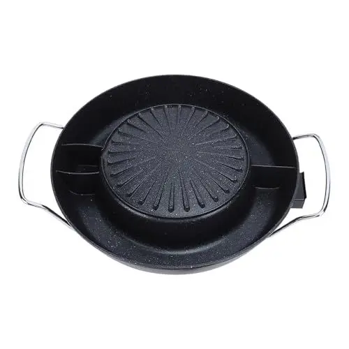 Produktbild: 2-in-1-Elektro-Grill-Hotpot, BBQ-Pfanne, Grill-Hotpot, Multifunktional, Antihaftbeschichtet, für die Küche (EU-Stecker 220 V)