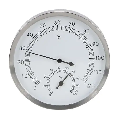 Produktbild: 2-in-1-Sauna-Thermometer, Edelstahl, Dampfbad-Hygrometer, Thermo-Hygrometer, Innensauna-Zubehör