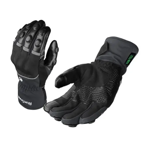Produktbild: 2KP CE Winter Motorradhandschuhe für Männer Frauen, Winddichte Wasserdichte Motorrad Handschuhe, Warme Lange Stulpen Biker Handschuhe mit Hartem Knöchelschutz Touchscreen Handschuhe für BMX ATV MTB