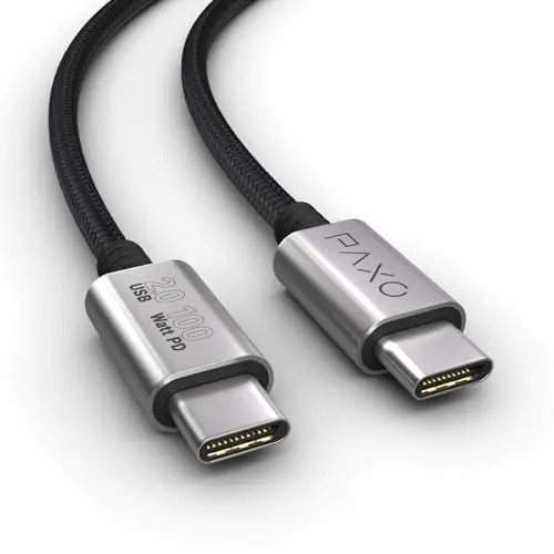 Produktbild: 2m Ladekabel, 100W Power Delivery, USB C auf USB C Kabel, USB 2.0, elegante Metallstecker, besonders flexibler Stoffmantel in schwarz
