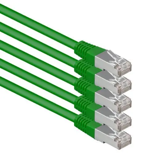 Produktbild: 2m grün - 5 Stück Cat.6 Patchkabel Netzwerkkabel CAT6 S-FTP Gigabit LAN PIMF CAT 6 Kupfer CU Halogenfrei Internet DSL Spielkonsole Smart TV
