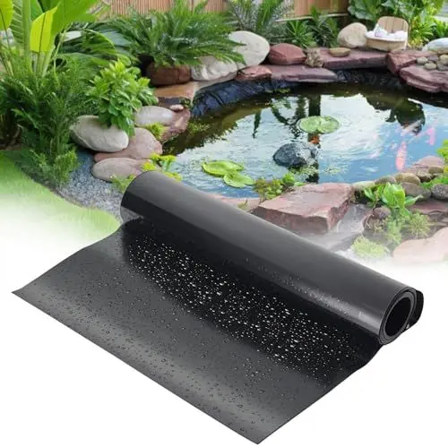 Produktbild: 2m x 5m Teichfolien Zuschnitt Schwarz HDPE, UV- und witterungsbeständig, Schwimmteich Folie Gartenteich Teichplane schwarz, für Fischteiche, Brunnen, Wassergarten und Wasserfall Stärken 0.1 MM