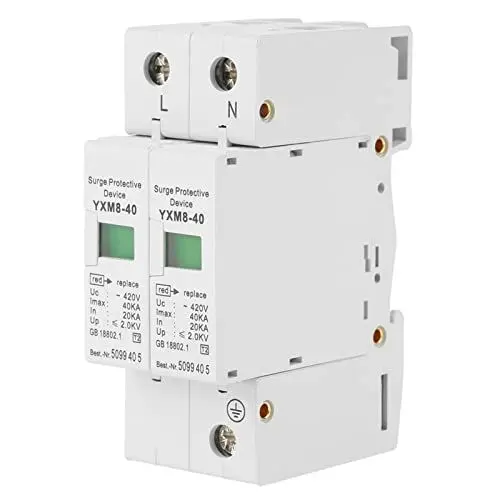 Produktbild: WPKD BLUEIY PV-Haus Überspannungsschutz,2P 40KA Niederspannungs-Ableitergerät,1 Stück 420 V Elektrische Hausableiter,Schutzvorrichtung Blitzschutz Schutzableitergerät für Haushaltsgeräte,9 X 4 Cm