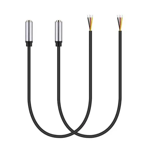 Produktbild: 2-Pack 12.5inch Ersatz 3.5mm weibliche Buchse zu Bare Wire Open End TRRS 4 Pole Stereo 1/8