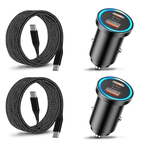 Produktbild: 2Pack 63W Auto Ladegerät USB C 45W+18W für Samsung Galaxy S24/S24 Plus/Ultra/S22 S23 FE,A15 A25 A55 A05S A54 A34 A53 A23 5G iPhone 15 16 Pro Max KFZ Zigarettenanzünder mit ladekabel Handy Ladeadapter