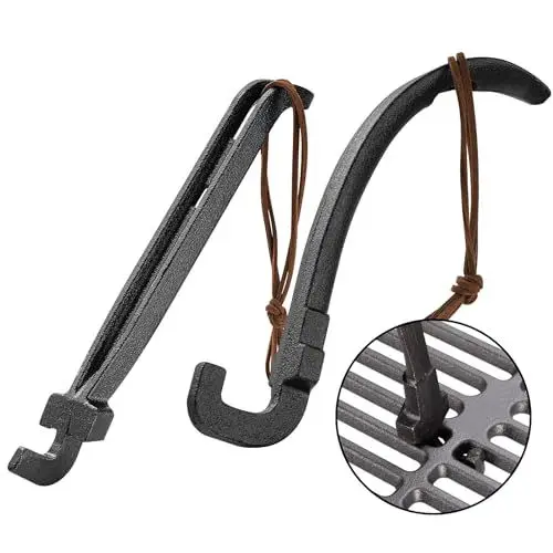Produktbild: 2Pack Gusseisen Grillrostheber, Grillzubehör für Gusseisen und Edelstahlroste, 20,3cm Grillrost Heber, Rost Heber Universal Grillwerkzeug, Grill Lifter für die meisten Holzkohlegrills und Gasgrills