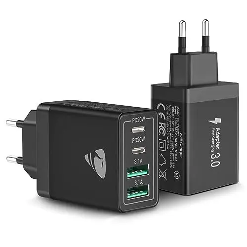 Produktbild: 2-Pack USB C Ladegerät, 4-Port Adapter Mehrfach Ladegerät mit USB-C und USB-A, 40W Schnellladegerät PD 3.0 Charger Power Netzteil für iPhone 15 Pro Max 14 13 12 11 SE XS XR,Samsung,Handys