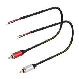 Produktbild: 2Packs Lautsprecher Draht RCA Audio Beide Stecker Jack Stecker Stecker Adapter auf Bare Wire Open End Pigtail Audio Video Lotus Stecker Reparatur Kabel für Verstärker, Empfänger, Lautsprecher, etc.