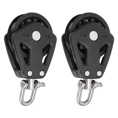 Produktbild: 2PCS Edelstahl Swivel Hebe Seil Flaschenzug, Hochleistungs-Universal-Einzelkopf-Riemenscheibe mit Hoher Tragfähigkeit, Seilläufer-Bootszubehör für Segelboote, Kajaks, Kanus (Ohne