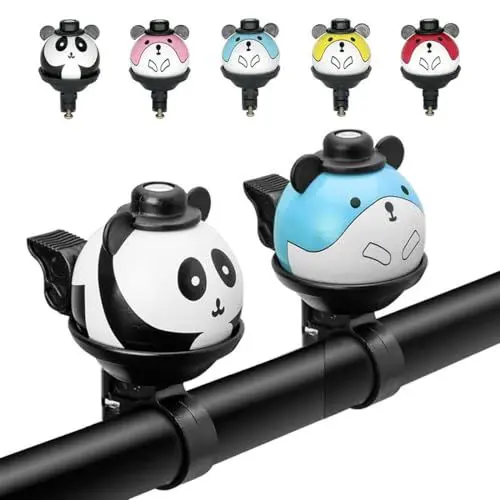 Produktbild: 2PCS Fahrradklingel Panda Maus Kinder Fahrradglocke für Kinderfahrrad Fahrrad Klingel Madchen Jungen für Rennrad Mountainbike Kinderfahrräder (Black+Blue)