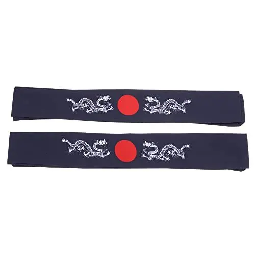 Produktbild: 2PCS Japanische Stirnband Bushido Hachimaki Stirnband Samurai Karate Stirnbandkoch Bandana für Sporttraining Cooking Küchenversorgung ( Muster Stirnband)