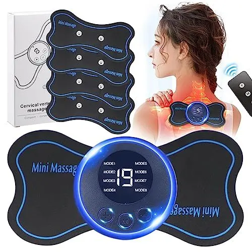Produktbild: Beeptrum 2PCS Mini Nackenmassagegerät, Körpermassagegerät & Nackenmassagegerät, Elektrische Schultermassagegeräte, Schmerzlinderung für Arme, Nacken, Rücken, Taille, Beine, 6 Pads, Fernbedienung