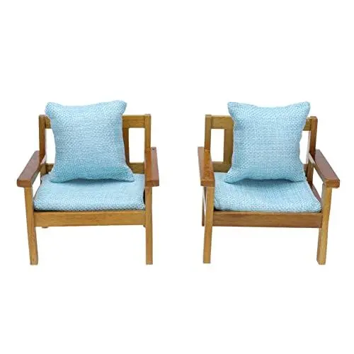 Produktbild: 2PCS Miniatur-Puppenhaus-Couch, exquisites Holzsofa, handgefertigt für Puppenhaus-Zubehör