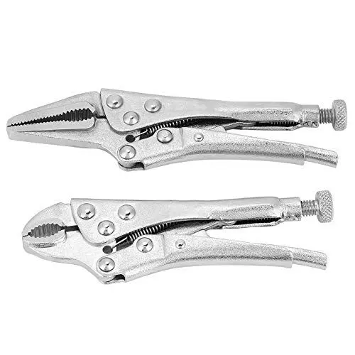 Produktbild: 2Pcs Feststellzange Ground Mouth Straight Backenschloss Vise Grip Clamp Locking Zangen High Carbon Steel Vice Grip Set Handwerkzeuge