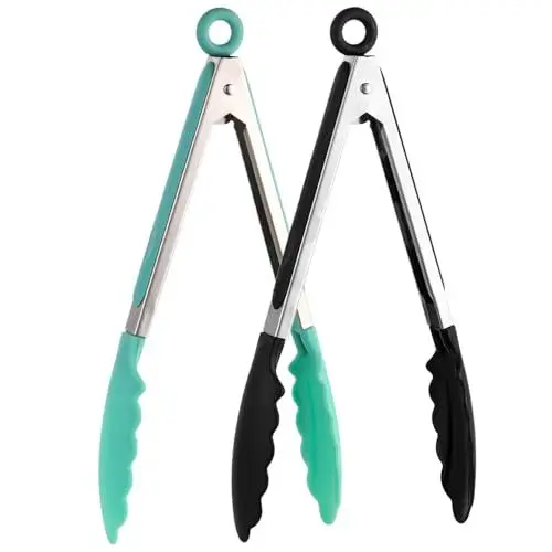 Produktbild: 2Pcs Küchenzange Grillzange Silikonzangen Zange Küche Hitzebeständig Kochzange Fleischzange Kitchen Tongs für beschichtete Töpfe and Pfannen geeignet